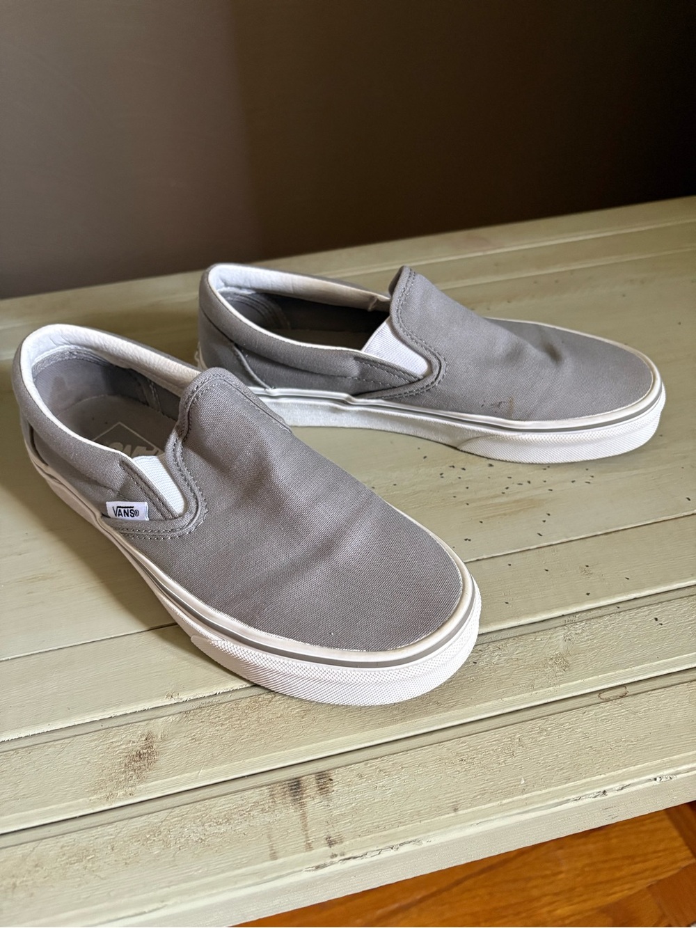 Vans Slip-On Canvas Sneakers in Light Gray